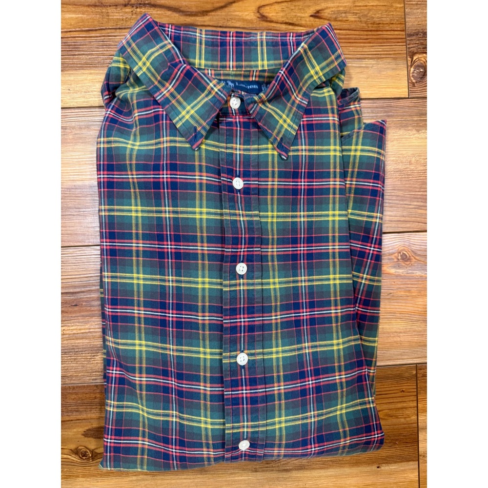 Ralph Lauren Classic Fit Plaid Shirt Mens 4XB Big Green Red Yellow Long Sleeve